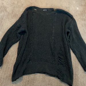 Distressed dark sweater